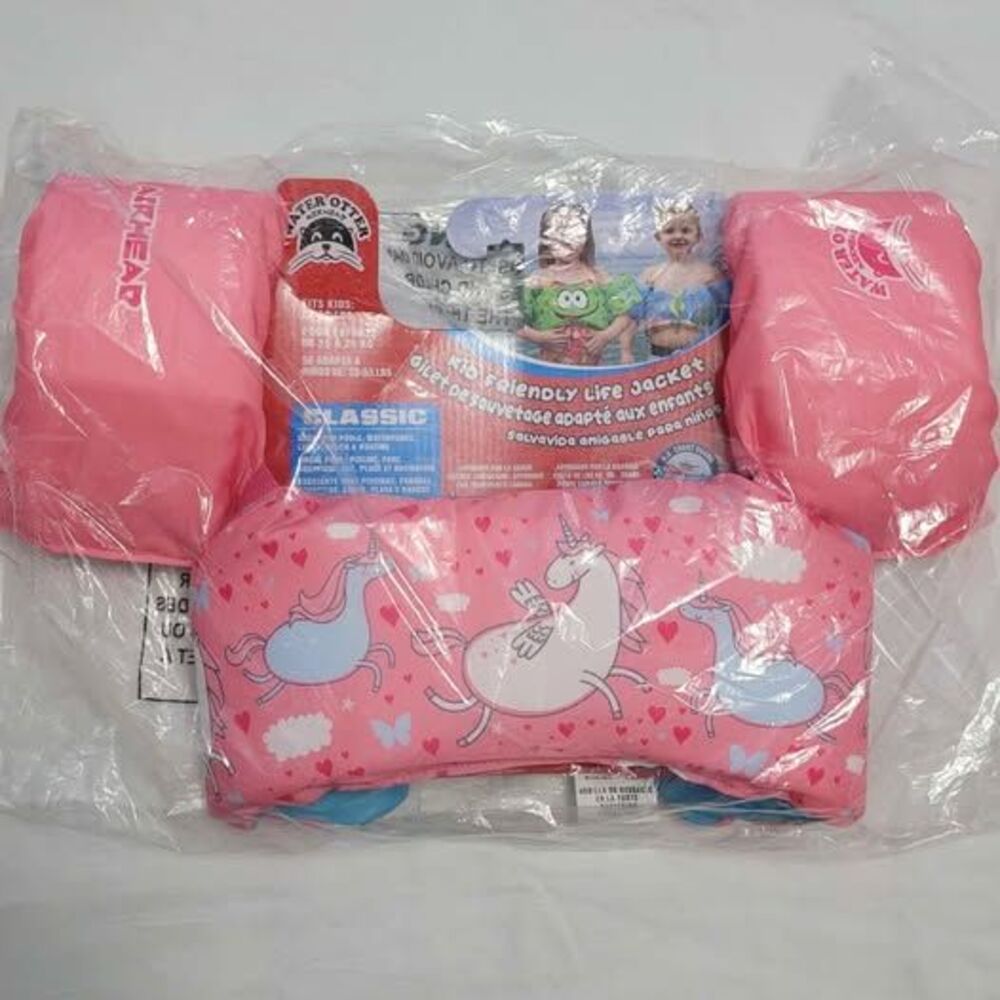 NEW Kids 3pc Swim Vest Life Jacket Pink Unicorns 35-55 lbs USCG Approved
